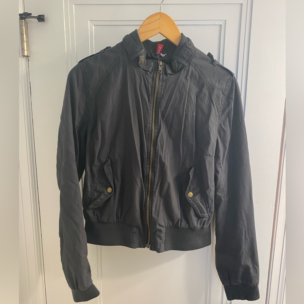 Gray bomber jacket